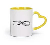 céramique Coffret cadeau pour tasse à latte avec anse Symbole de l'infini Symbole musical Musique （11oz/320ml） Pour café, flocons d'avoine, thé, facile à nettoyer Jaune