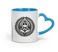 céramique Coffret cadeau pour tasse à latte avec anse un style de glyphe de signe de yoga （11oz/320ml） Lave-vaisselle et micro-ondes, pour le bureau et la maison Bleu