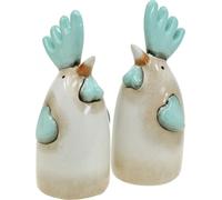 Céramique Coq Déco Set cuisine Déco blanc/bleu/marron H14,5cm 2er Set