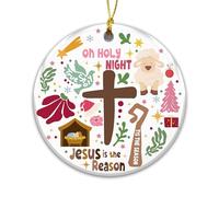 Céramique Décorations Ô Sainte Nuit Jésus est la Raison Christmas Noël | Hanging chambre à coucher décoration de sapin de Noël avec ficelle dorée Décoration d'ornement de Noël pour cadeau