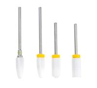 Céramique Embouts de Perceuse à Ongles, Jaune, Lot de 4 | Cuticules et Remodelage, Usage Maison ou Salon, Réduit la Chaleur, Retire la Peau Morte