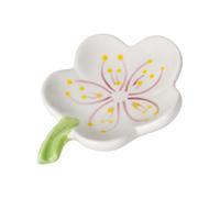 Céramique Fleur Porte Savon, Porte Soap avec Drain Mignon, Embellissements Porte Soap, Soap Dish Vidable Créatif pour Cuisine, Baignoire, Évier et Douche (Pêcher Fleur, Blanc)