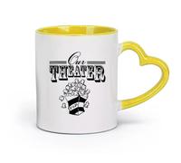 céramique Grandes tasses à thé, café et chocolat chaud Notre marque de théâtre et de cinéma （11oz/320ml） Cadeau humoristique pour les amateurs de café, les collègues et les amis Jaune