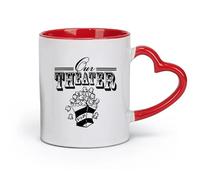 céramique Grandes tasses à thé, café et chocolat chaud Notre marque de théâtre et de cinéma （11oz/320ml） Cadeau humoristique pour les amateurs de café, les collègues et les amis Rouge