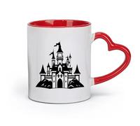 céramique Grandes tasses pour boissons chaudes une silhouette classique d'un château de conte de fées parfait （11oz/320ml） Café ou cadeau Rouge