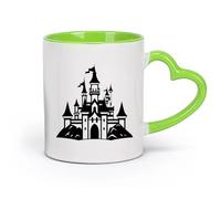 céramique Grandes tasses pour boissons chaudes une silhouette classique d'un château de conte de fées parfait （11oz/320ml） Café ou cadeau Vert