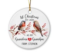 Céramique Ornements De Noël, 1Er comme Ma Grand-Mère Et Mon Grand-Père Céramique À Suspendre Décoration De Sapin De Noël avec Ficelle 7.3Cm