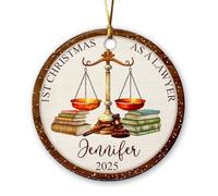 Céramique Ornements De Noël, 1Er en Tant Qu'Avocat, Conseiller Juridique Céramique Pendentif Décoration Arbre De Noël Pendentif avec Ficelle 7.3Cm
