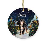 Céramique Ornements De Noël, avec Ficelle Amoureux des Chiens Cavalier King Charles Spaniel Décoration en Céramique Ornement Noel 7.3Cm