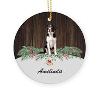 Céramique Ornements De Noël, avec Ficelle Amoureux des Chiens Épagneuls Bretons Noirs Ornement pour Sapin Arbre De Noël Ornements 7.3Cm