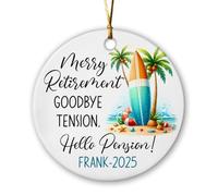 Céramique Ornements De Noël, Bonne Retraite ! Adieu Le Stress ! Retraité ! Céramique Pendentif Décoration De Sapin De Noël avec Ficelle 7.3Cm