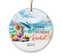 Céramique Ornements De Noël, Bonne Retraite sous Les Tropiques Céramique Pendentif Décoration Sapin De Noel avec Ficelle 7.3Cm