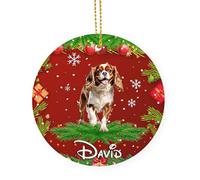 Céramique Ornements De Noël, Céramique à Suspendre, Chien Cavalier King Charles Spaniel, Déco Sapin Noël, avec Ficelle
