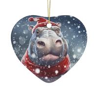 Céramique Ornements De Noël, Céramique Pendentif, Je Veux Juste Un Hippopotame, Déco Sapin Noël, avec Ficelle