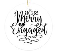 Céramique Ornements De Noël, Décoration en Céramique, Joyeux fiancés Nouvellement fiancés, Arbre De Noël Ornements, avec Ficelle