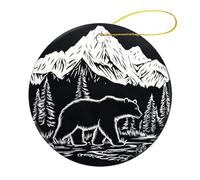Céramique Ornements De Noël, Décoration en Céramique, Ours Noir et Blanc Vintage et Montagne, Décoration De Noël en Porcelaine, avec Ficelle