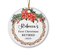 Céramique Ornements De Noël, Fleurs De Retraite Décoration en Céramique Décoration De Noël avec Ficelle 7.3Cm