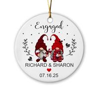 Céramique Ornements De Noël, Gnomes Engagés Décoration en Céramique Déco Sapin Noël avec Ficelle 7.3Cm