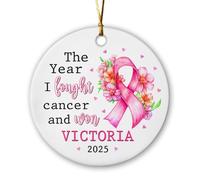 Céramique Ornements De Noël, Guerrière Contre Le Cancer Pendentif pour Décorations Décoration De Noël avec Ficelle 7.3Cm