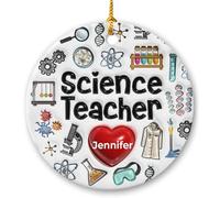 Céramique Ornements De Noël, Impression pour Professeur De Sciences Pendentif pour Décorations Décoration De Sapin De Noël avec Ficelle 7.3Cm