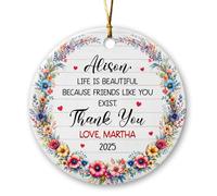 Céramique Ornements De Noël, La Vie Est Belle Parce Que des Amis comme Toi S'En Vont Céramique À Suspendre Décoration De Noël avec Ficelle 7.3Cm