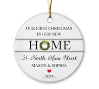 Céramique Ornements De Noël, Notre Première Visite dans Notre Nouvelle Maison Céramique À Suspendre Décoration Sapin De Noel avec Ficelle 7.3Cm