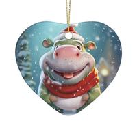 Céramique Ornements De Noël, Ornement pour Sapin, Thème Animalier Je Veux Juste Un Hippopotame, Décoration De Sapin De Noël, avec Ficelle