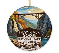 Céramique Ornements De Noël, Parc National des Gorges De La New River Céramique À Suspendre Arbre De Noël Ornements avec Ficelle 7.3Cm