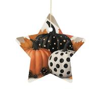 Céramique Ornements De Noël, Pendentif pour Décorations, Citrouilles à Pois Noirs, Blancs et Oranges, Ornement Noel, avec Ficelle
