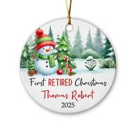 Céramique Ornements De Noël, Premier Retraité Retraite Céramique À Suspendre Arbre De Noël Ornements avec Ficelle 7.3Cm