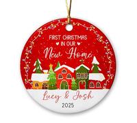 Céramique Ornements De Noël, Première Visite dans Notre Nouvelle Maison pour Notre Pendaison De Crémaillère Décoration en Céramique Arbre De Noël Ornements avec Ficelle 7.3Cm