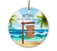 Céramique Ornements De Noël, Retraité Depuis, La Retraite n'est Plus Mon Problème. Céramique À Suspendre Décoration De Noël avec Ficelle 7.3Cm