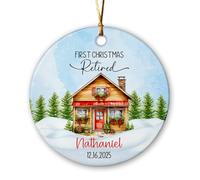 Céramique Ornements De Noël, Retraite Retraité Décoration en Céramique Décoration De Noël en Porcelaine avec Ficelle 7.3Cm