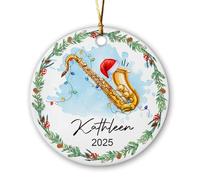 Céramique Ornements De Noël, Saxophone Musique Actuelle des Frontières Pendentif pour Décorations Arbre De Noël Ornements avec Ficelle 7.3Cm