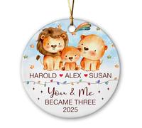 Céramique Ornements De Noël, Toi Et Moi Sommes Devenus Trois Lions Céramique Pendentif Ornement Noel avec Ficelle 7.3Cm