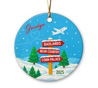 Céramique Ornements De Noël, Voyages, Aventures, Road Trip, Vacances Céramique À Suspendre Décoration Arbre De Noël Pendentif avec Ficelle 7.3Cm