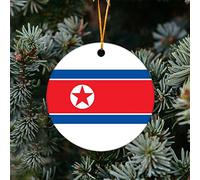 Céramique Pendentif Drapeau De La Corée du Nord Céramique Ornements De Noël, Décoration De Sapin De Noël avec Ficelle