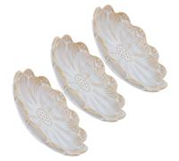 Céramique Plat à Condiments Vintage Fleur Soleil 3 Pièces | Style Japonerie, Présentation Soignée, pour Wasabi et Sauce Soja, Usage Maison ou Service Buffet