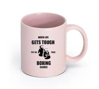 céramique Tasse à café élégante Citations de boxe Quand la vie devient difficile, mettez vos gants de boxe （11oz/320ml） Joli cadeau de Noël Rose
