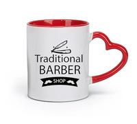céramique Tasse à café élégante Salon de coiffure traditionnel avec logo et salle de rasage de barbe （11oz/320ml） Cadeau pour homme ou femme Rouge