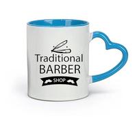 céramique Tasse à café élégante Salon de coiffure traditionnel avec logo et salle de rasage de barbe （11oz/320ml） Cadeau pour homme ou femme Bleu
