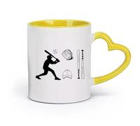 céramique Tasse à café élégante un ensemble de cliparts de baseball, une casquette de baseball, une balle et une batte avec des gants, un ensemble de silhouettes （11oz/320ml） Pour expresso Jaune