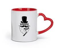 céramique Tasse à café Logo de barbier, salon de coiffure, rasage, coupe de cheveux, salon de barbe （11oz/320ml） Lave-vaisselle et micro-ondes Rouge