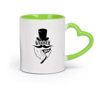 céramique Tasse à café Logo de barbier, salon de coiffure, rasage, coupe de cheveux, salon de barbe （11oz/320ml） Lave-vaisselle et micro-ondes Vert