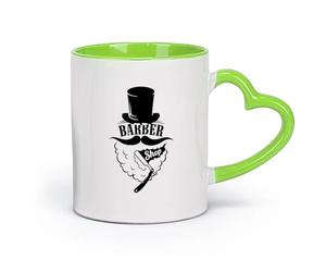céramique Tasse à café Logo de barbier, salon de coiffure, rasage, coupe de cheveux, salon de barbe （11oz/320ml） Lave-vaisselle et micro-ondes Vert