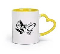 céramique Tasse à café Plage de surf Planche de surf Statue de Neptune Maison de plage Vacances （11oz/320ml） Cadeau de bureau unique pour femme et homme Jaune