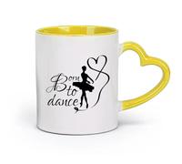 céramique Tasse - Céramique Citation de Born To Dance, danseuse de studio de danse, danse avec un ruban （11oz/320ml） Pour la maison ou le travail Jaune