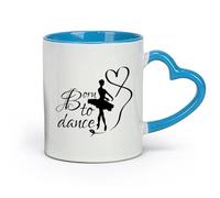 céramique Tasse - Céramique Citation de Born To Dance, danseuse de studio de danse, danse avec un ruban （11oz/320ml） Pour la maison ou le travail Bleu