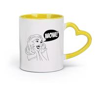 céramique Tasse en céramique pour café, thé et cacao Wow Salon de beauté Femme Fille Mode Rétro （11oz/320ml） Pour thé, café et boissons chaudes Jaune