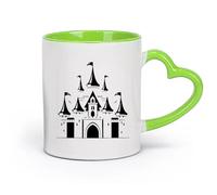 céramique Tasse en porcelaine une charmante silhouette d'un château de conte de fées classique parfait （11oz/320ml） Pour thé, café, lait, cappuccino Vert